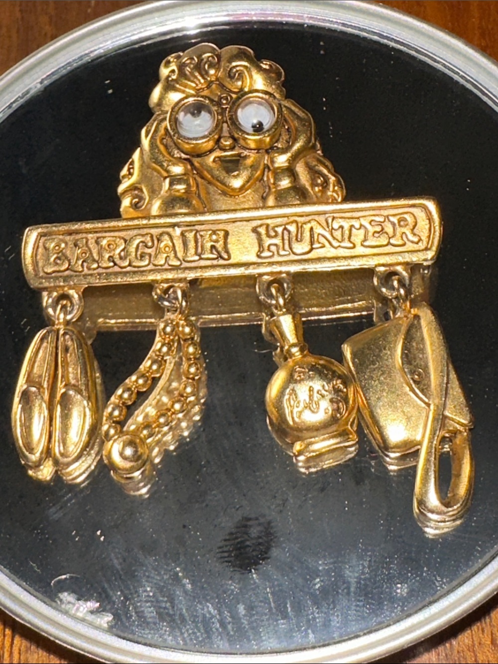 Vintage Danecraft “Bargain Hunter” Gold-Tone Charm Brooch